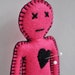 Voodoo Doll pincushion - breakup doll - hand sewn felt anthropomorphic pink doll - desk companion and stress release friend - OOAK