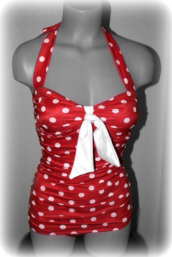 Items Similar To Red Polka Dot Retro Swimsuit On Etsy