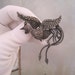 RESERVED Art Deco Brooch Pin Figural Rooster Marcasite Sterling Silver Large and Impressive
