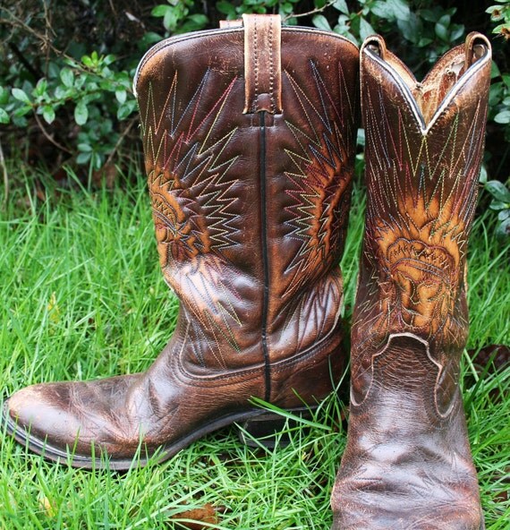 Men's Native American Chief Leather Cowboy Boots