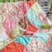 Picnic Throw Quilt, Rag, Sweet Nothings, pink green brown orange, ALL NATURAL, fresh modern handmade