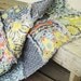 Rag Crib Quilt, Silent Cinema, blue green yellow, ALL NATURAL, for baby, fresh modern handmade