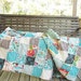 Rag Quilt Throw, Large, Its a Hoot, ALL NATURAL, fresh modern handmade home decor