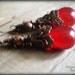 Red Crystal Earrings. Red Tear Drop and Copper Earrings for Valentine's Day