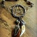 oOo RESERVED oOo Celtic Knotwork Pentacle. Celtic Tribal Copper Wire Wrapped Pentacle Pentagram with Tooth, Bone, and Feathers