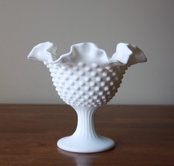 Vintage Fenton Milk Glass Candy Dish