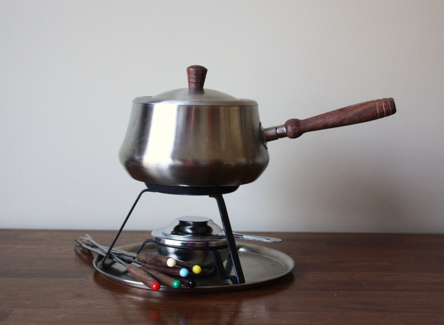 Vintage Fondue Set in Stainless Steel