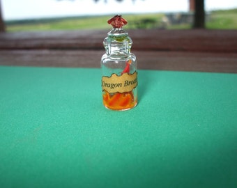 Gothic Witch Dragon Fire Breath spell bottle dollhouse miniature ooak