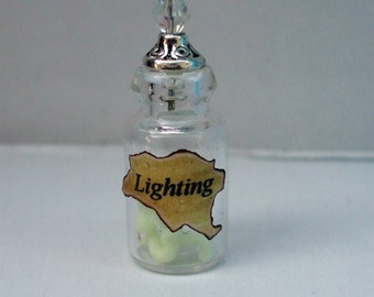 Gothic Witch Spell bottle dollhouse miniature Halloween Lighting bolts glow in dark
