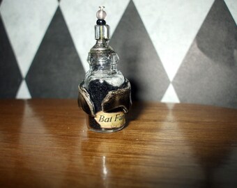 Gothic Witch Bat fur potion dollhouse miniature Ooak deluxe bottle charm