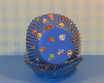 Blue Football Cupcake Liners (33) Limited Quantity