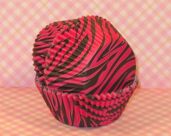 Hot Pink and Black Zebra Print Cupcake Liners (40)