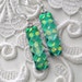 Dichroic Fused Glass Earrings, Dichroic Glass, Glass Jewelry, Bead Earrings, Green Earrings X2855