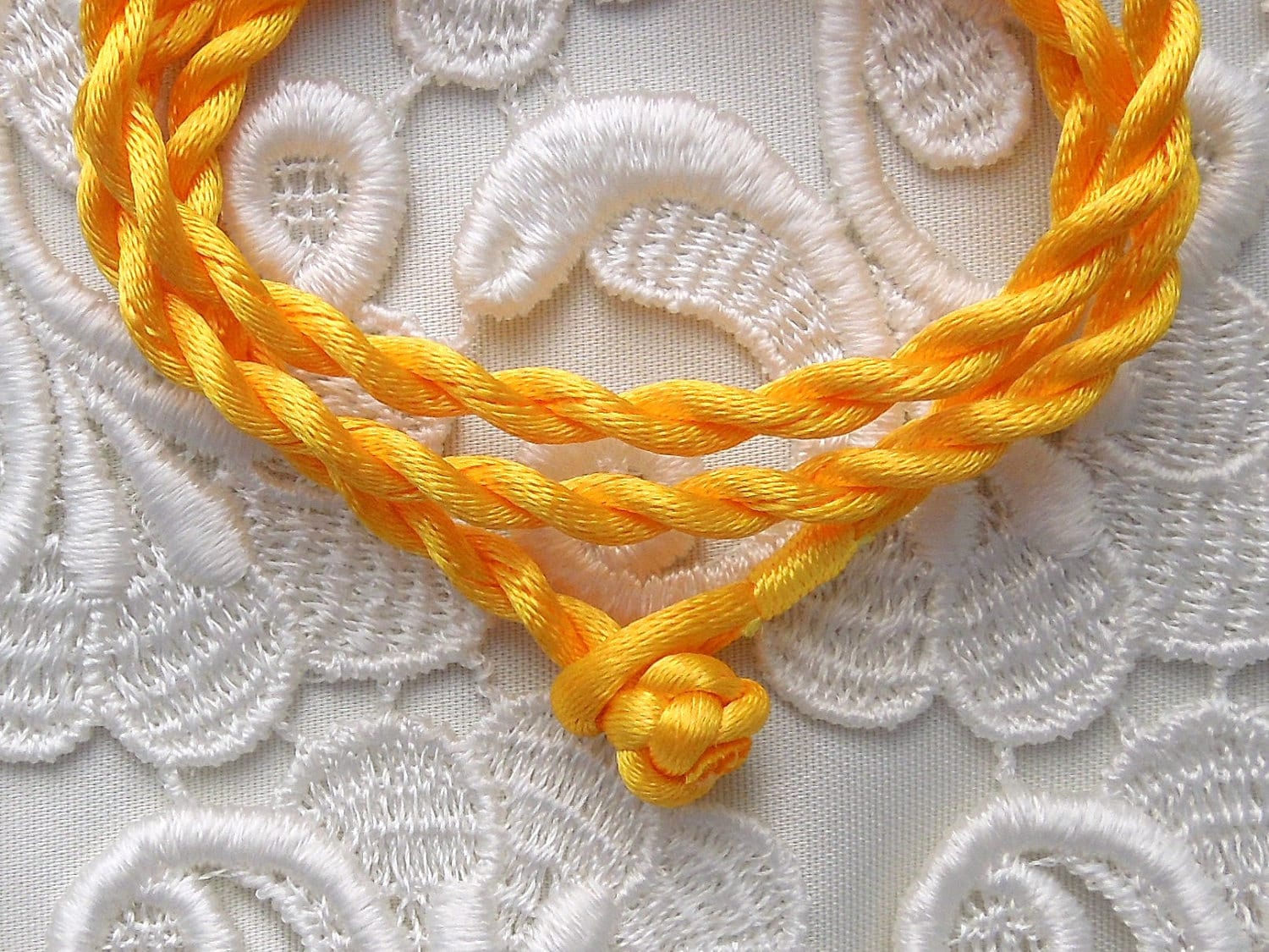 Yellow Silk Cord Necklace For Pendants Tiles Cabochons