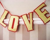 Photo Prop Wedding, Engagement, Announcement, Anniversary LOVE Banner - Gold Glitter on Red Il_170x135