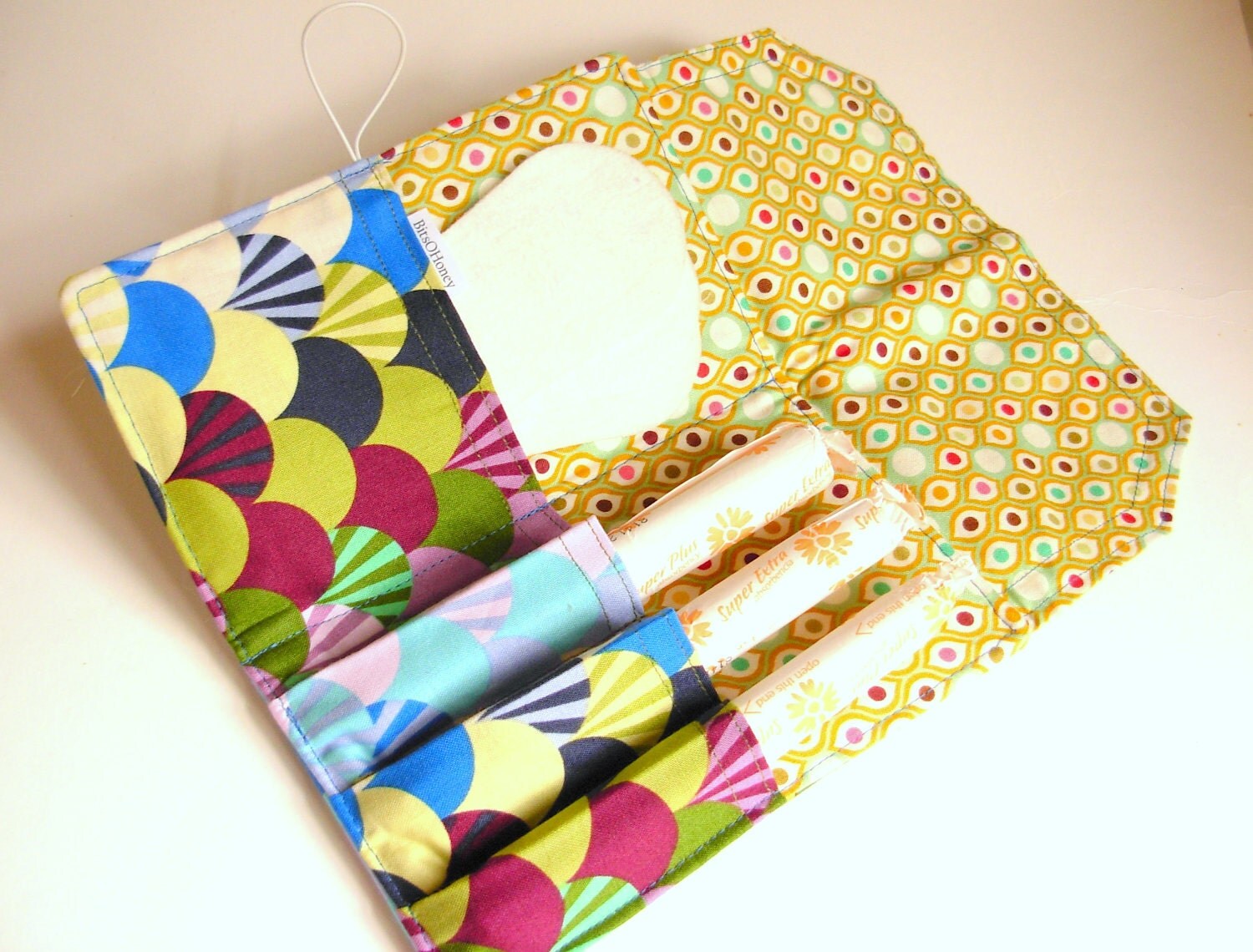 Fabric Tampon and Pad Holder Handmade by BitsOHoneyDesigns on Etsy