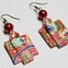 Earrings Japanese Kimono Origami Red