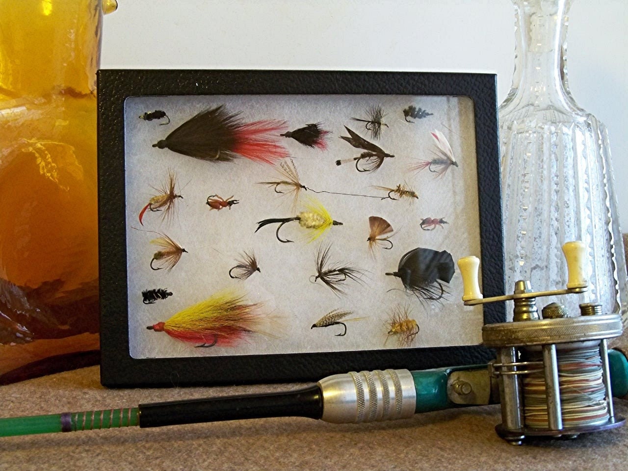 Fly Fishing LURES Hand Tied Flies Vintage Display of by rekamepip