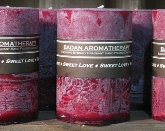 Candle: Fragrant Dark Red Pomegranate Akee Fruit & Musk Pillar Candle 3x4.5 Valentines Gift