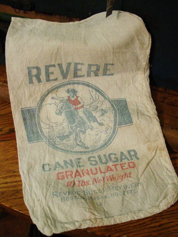 OLD CLOTH REVERE CANE SUGAR BAG EARLY ADVERTISING