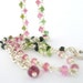 Watermelon Tourmaline Necklace wire wrapped tiny pink green gemstones in sterling silver