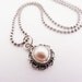 Freshwater Pearl Flower Necklace oxidized sterling silver june birthstone pearl jewelry