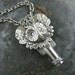 Key Jewelry - Owl Head Steampunk Inspired Antique Skate Key Pendant in Antique Silver