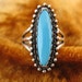 Ring - Size 7 3/4 - Sterling Silver - Turquoise Ring - Elongated Blue Stone - Women Blue Ring - Cute Work - Signed Serling