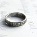 thin woodgrain wedding band ring . engraved recycled silver ring . bark ring with personalized inner message by peaces of indigo