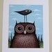 limited edition print of -Owl with a Bird and Some Ants-