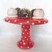 Cupcake Pedestal Plate Bright Red White Polka Dots Pottery