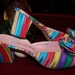 Designer Shoes Stripe Couture ColorfuL Rainbow mule slipper slip on 9 N
