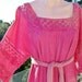 Mexican Dress Rose Crochet Lace & Ribbons crinkle Gauze Sun Shift L xL