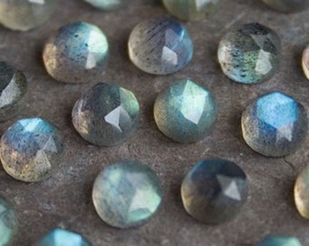 6mm TWO Rose Cut Round Labradorite Cabochon | 6mm Labradorite Cabochon | Rose Cut labradorite | Faceted Labradorite Cabochon