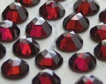 6mm - Two Rose Cut Faceted Garnet Cabochons
