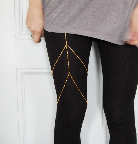 Chain Garter Gold tone. Leg chain by theriveriseverywhere on Etsy