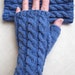 Cotton Fingerless Gloves - Blue