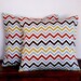 Zig Zag Missoni Style in Rust Blue Yellow and Brown on a Natural Background Decorative Pillows TWO 18x18 Covers