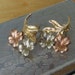 Unusual Tricolor Gold flower earrings, marked 14K, free US shipping on vintage