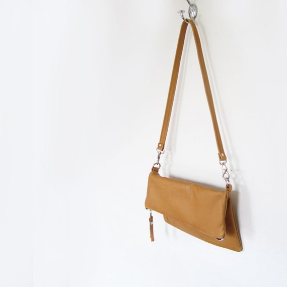 foldover clutch leather fold over clutch camel by stitchandswash