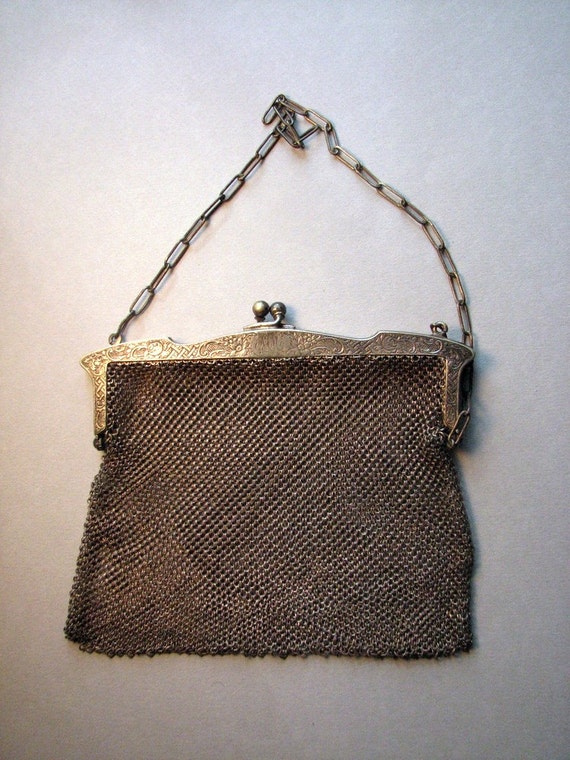 antique german silver mesh purse