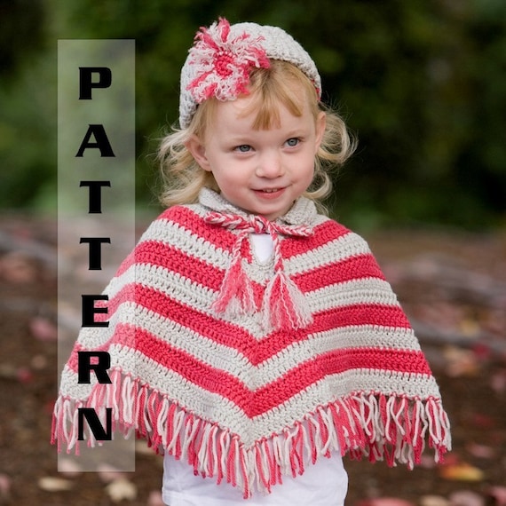 Crochet Poncho Pattern with Hat Set Infant by PlayingWithFiber