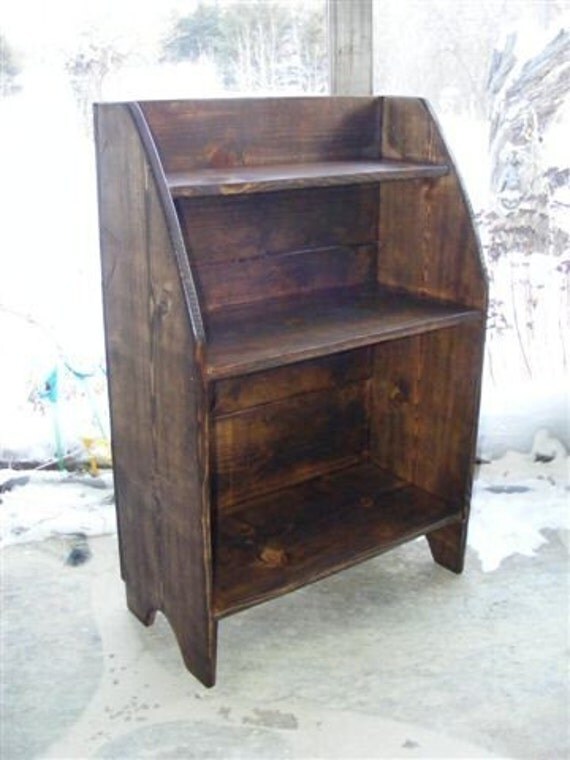 PRIMITIVE STORAGE UNIT BOOK SHELF CROCK BENCH