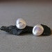 Lustrous Freeform White Pearl Earrings, Studs, 14kt Gold Posts, 10-11mm