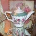 Vintage Teapot with Shabby Pink Roses Charming Cottage Cutie