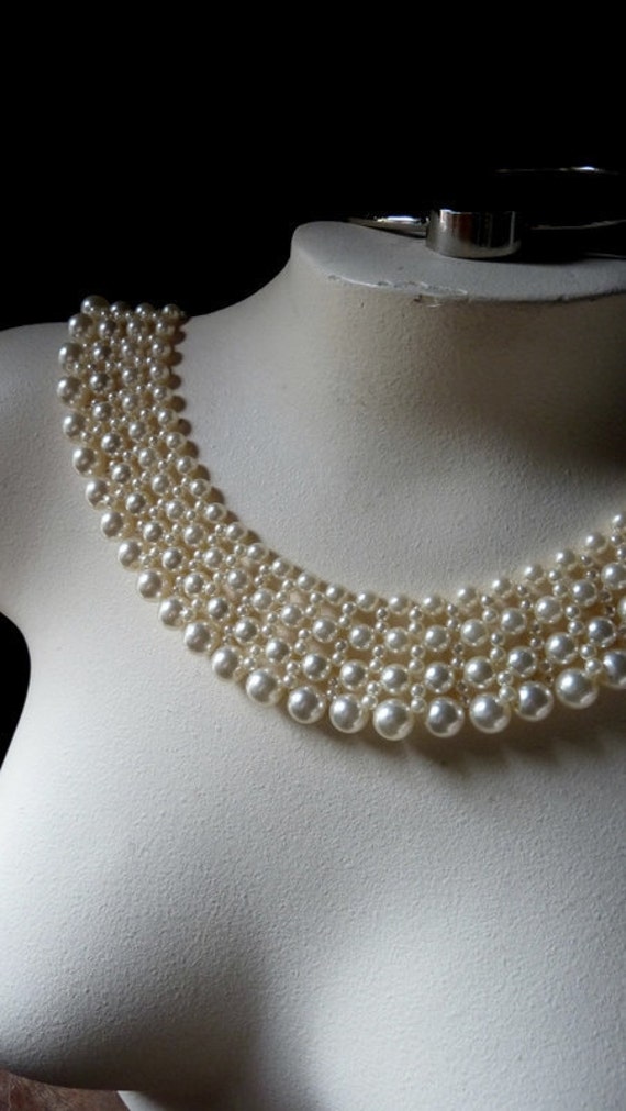 Pearl Collar in Ivory Faux Pearls for Bridal by MaryNotMartha