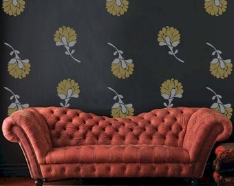 Flower Vinyl Wall Decals, Vintage Flower Blooms - 16 graphics, Wallpaper, Vinyl Wall Graphics, Stickers, Item 10002
