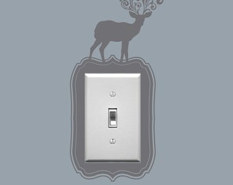 Deer Light Switch Wall Decals, Light Switch Embellishment, Vinyl Graphic, Sticker, Deer, Squirrel, Bird, Rabbit- item 30025