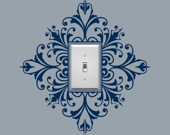 Light Switch Embellishment Vinyl Wall Decal, Scroll Damask - Single, Sticker, Wall Graphic, item 30024