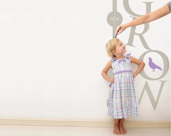 Growth Chart Vinyl Wall Decal- GROW Children's Growth Chart, Vinyl Wall Graphic, Height Chart, Sticker, item 30033